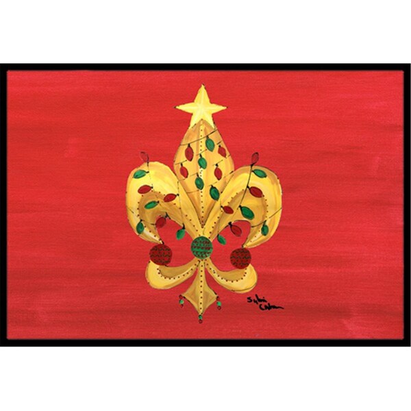 Jensendistributionservices 24 x 36 in. Christmas Fleur De Lis Tree With Lights Indoor Or Outdoor Mat MI2554099 - main